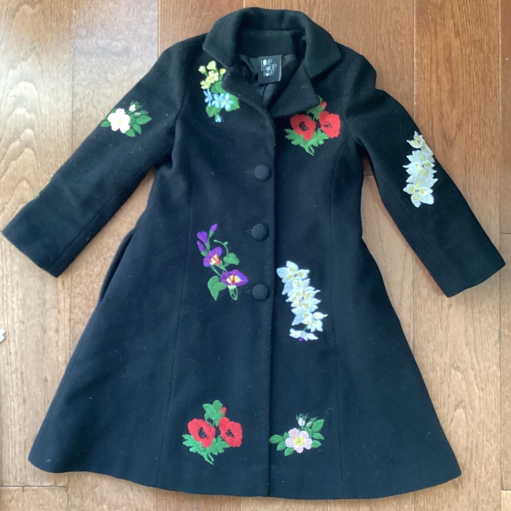 Girls embroidered cashmere+wool coat, Love Made Love